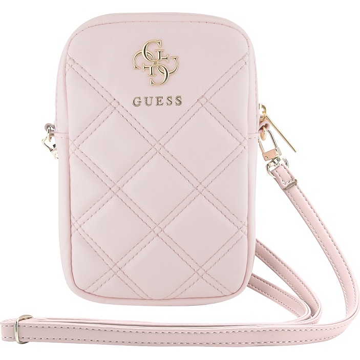 Etui / wsuwka / torebka na ramię, przez ramię Guess Zip Quilted 4G - uniwersalne, różowa