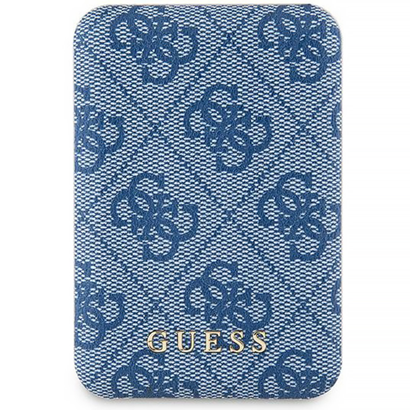 Guess Powerbank 15W 5000mAh MagSafe 4G Leather Metal Logo + kabel, niebieski