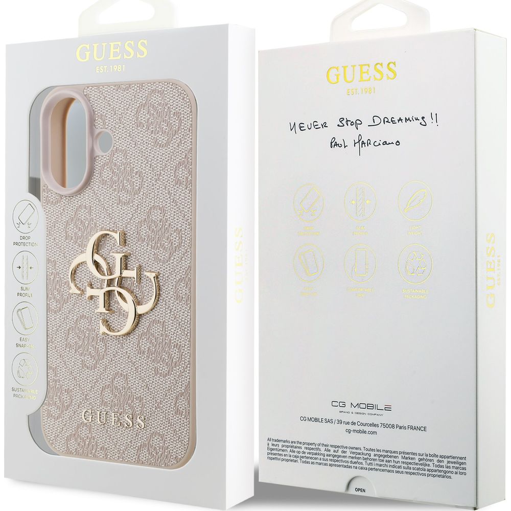 Etui Guess Hardcase 4G Big Metal Logo do iPhone 17, różowe.