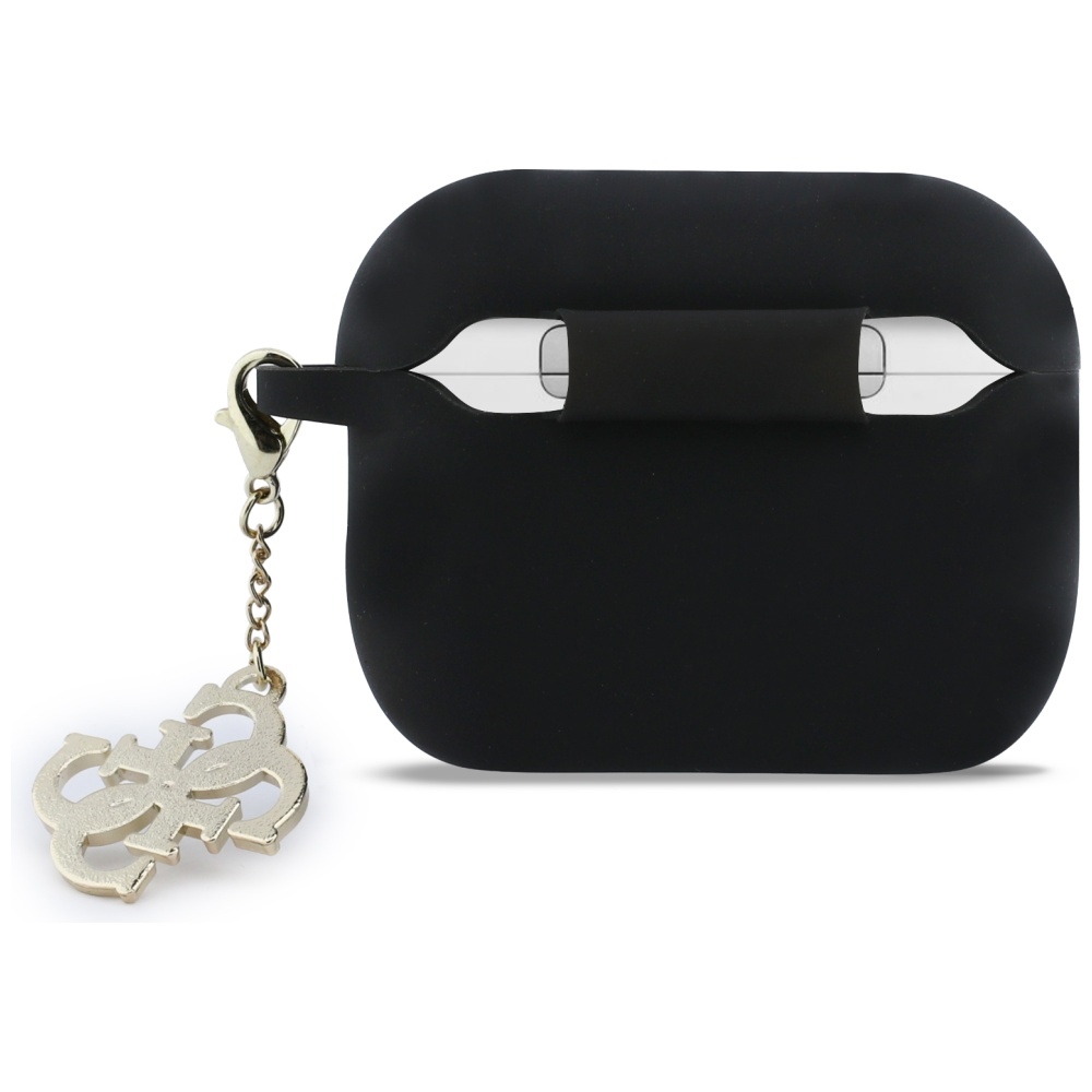 Oryginalne ekskluzywne etui od marki Guess z kolekcji Silicone 4G Charm dla Apple AirPods Pro 3, czarne