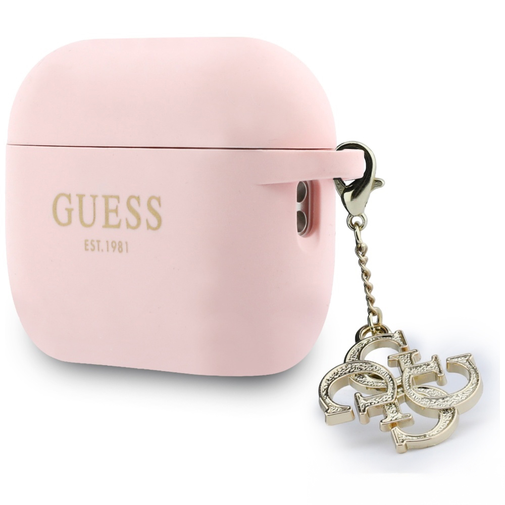 Oryginalne ekskluzywne etui od marki Guess z kolekcji Silicone 4G Charm dla Apple AirPods Pro 3, różowe