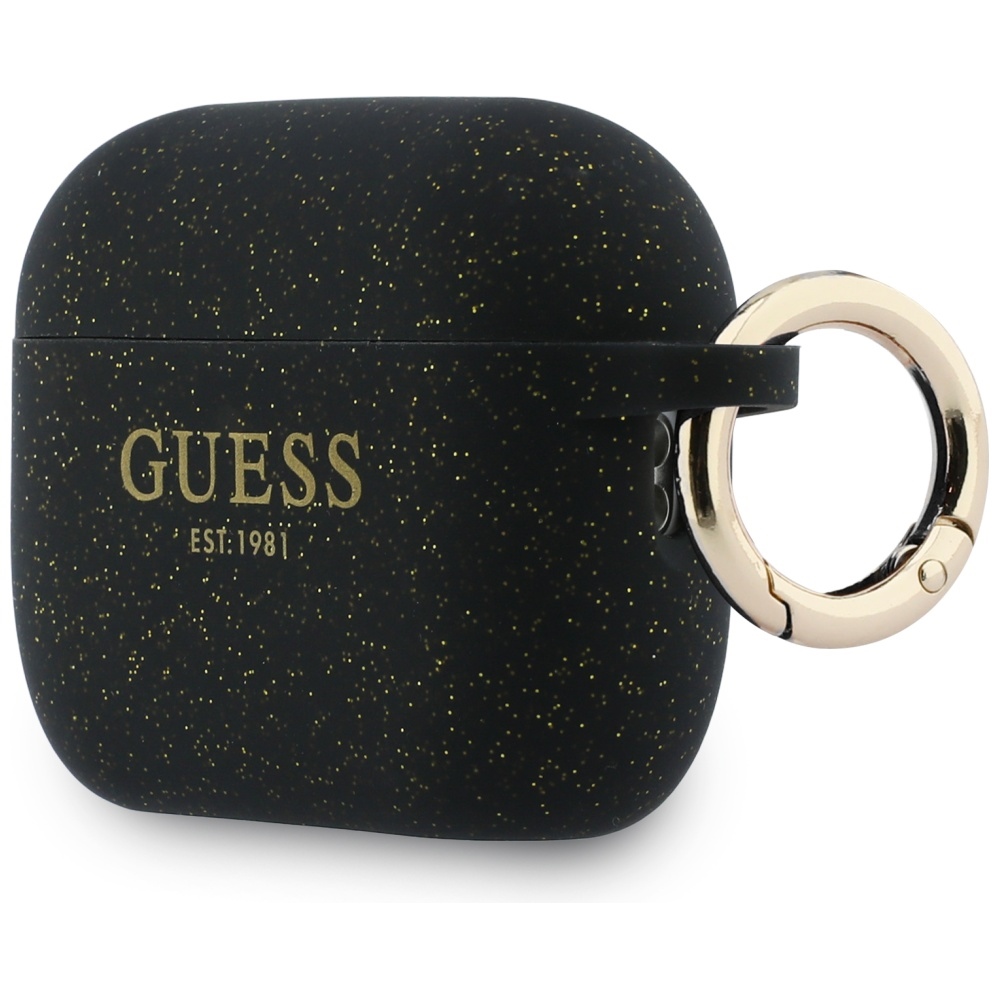 Guess Silicone Glitter Ring, funkcjonalny karabińczyk łatwy w użyciu, praktyczne, czarny