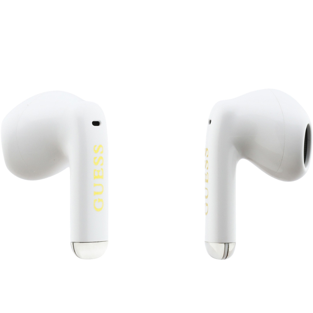 Słuchawki TWS Guess Glossy Gold Line Classic Bluetooth 5.4, białe