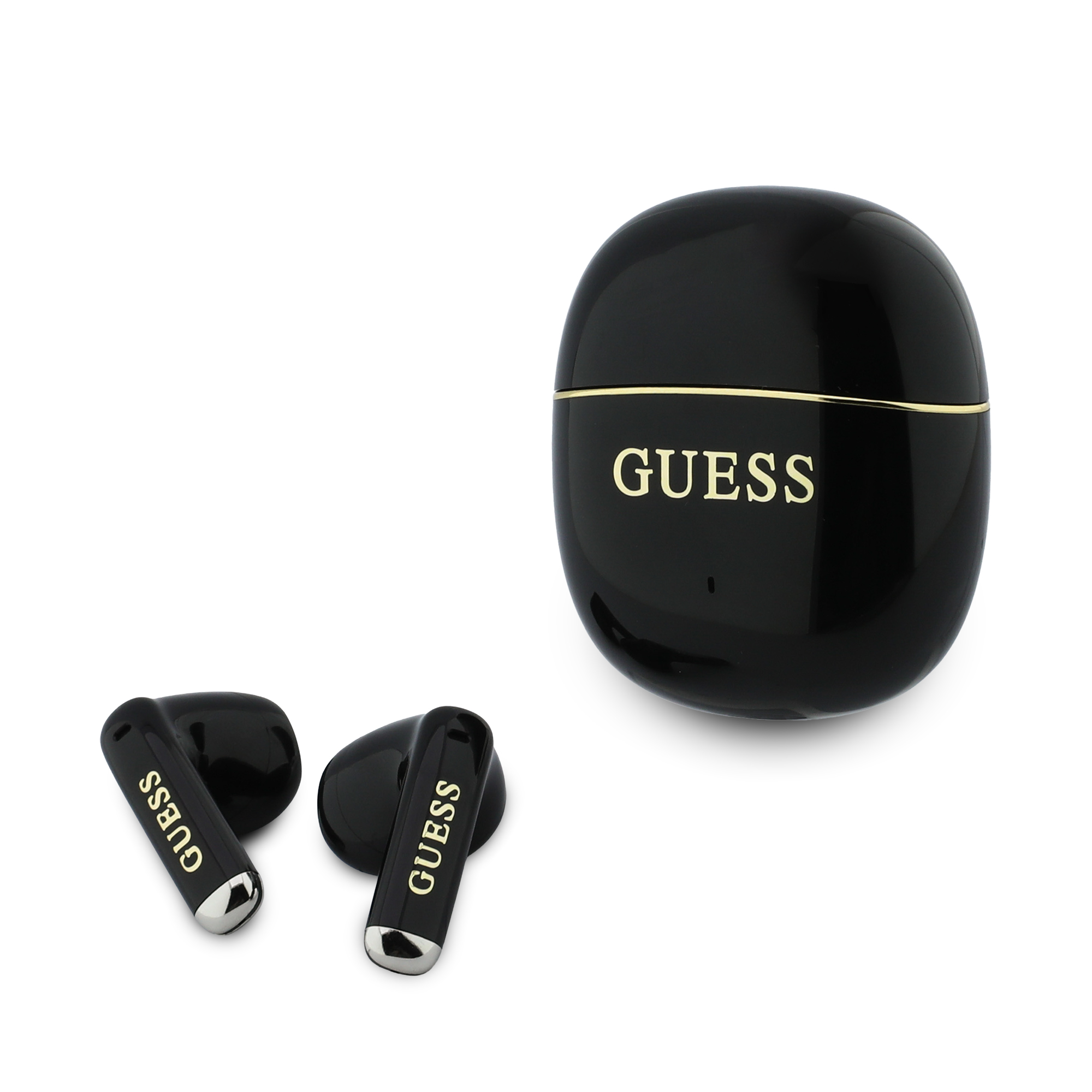 Słuchawki bezprzewodowe Guess Glossy Gold Line Classic z czasem pracy do 16 godzin, czarne