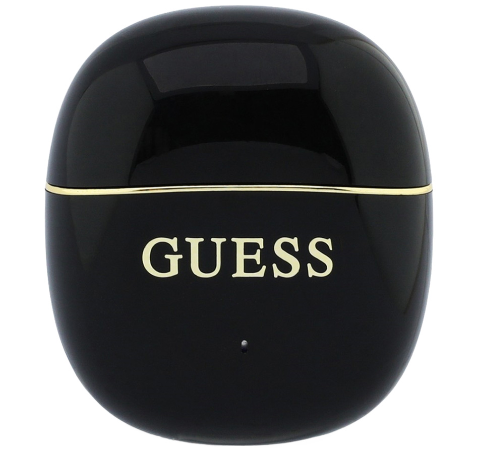 Bezprzewodowe słuchawki Guess Glossy Gold Line Classic z etui ładującym, czarne
