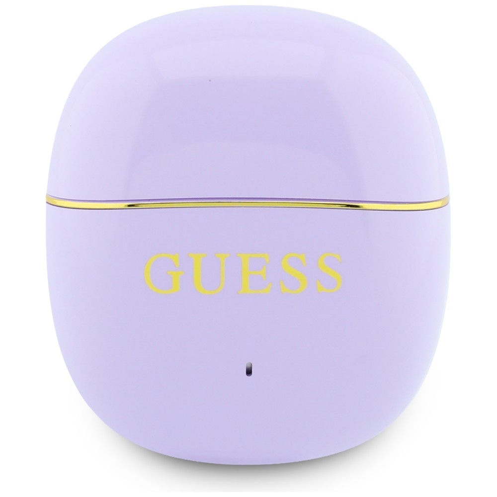Bezprzewodowe słuchawki Guess Glossy Gold Line Classic z etui ładującym, fioletowe