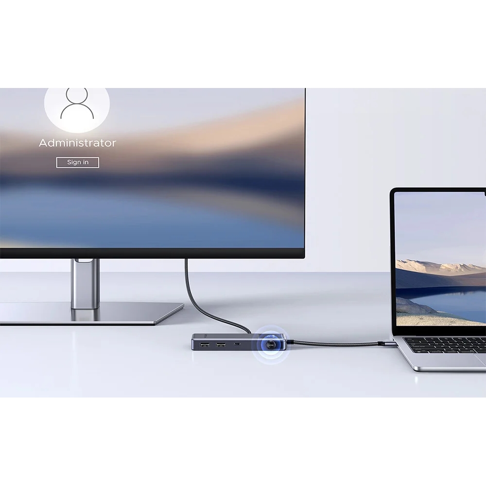 Hub USB-C UGREEN CM889 6w1 z HDMI 4K, 3× USB-A i PD 100W, szary