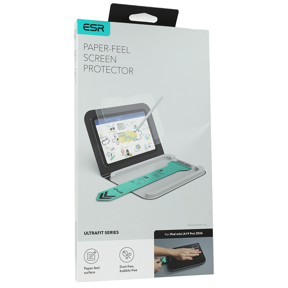 Szkło hartowane z ramką pozycjonującą ESR Paper Feel do iPad Mini 8 2026, 2 sztuki, matowe