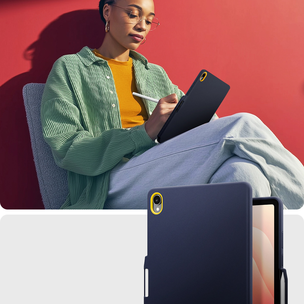 Etui Spigen Nano Pop do Galaxy Tab S11, granatowo-żółte
