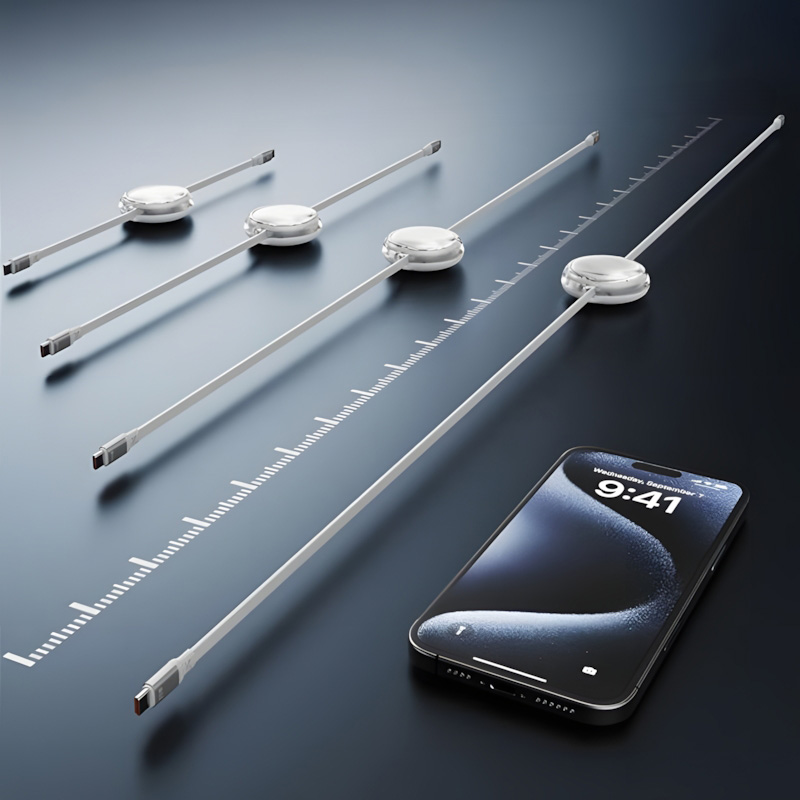 Kabel zwijany iOttie Retractable USB-C do USB-C, 100W PD, 1 m, 2 sztuki, biały. Automatyczne zwijanie, cztery długości, kompaktowy styl.