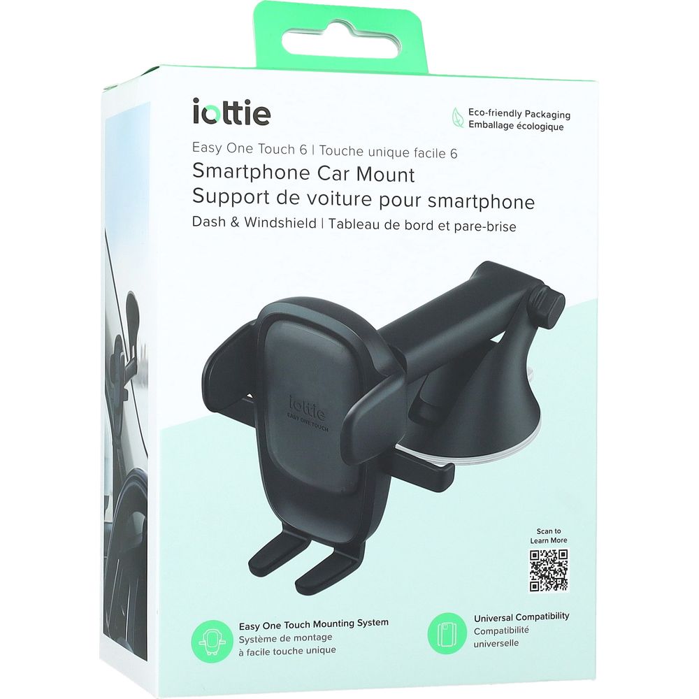 Uchwyt samochodowy na szybę / deskę rozdzielczą iOttie Easy One Touch 6 Dash & Windshield, czarny. Solidny wygodny uchwyt do auta, telefon stabilny, bezpieczny