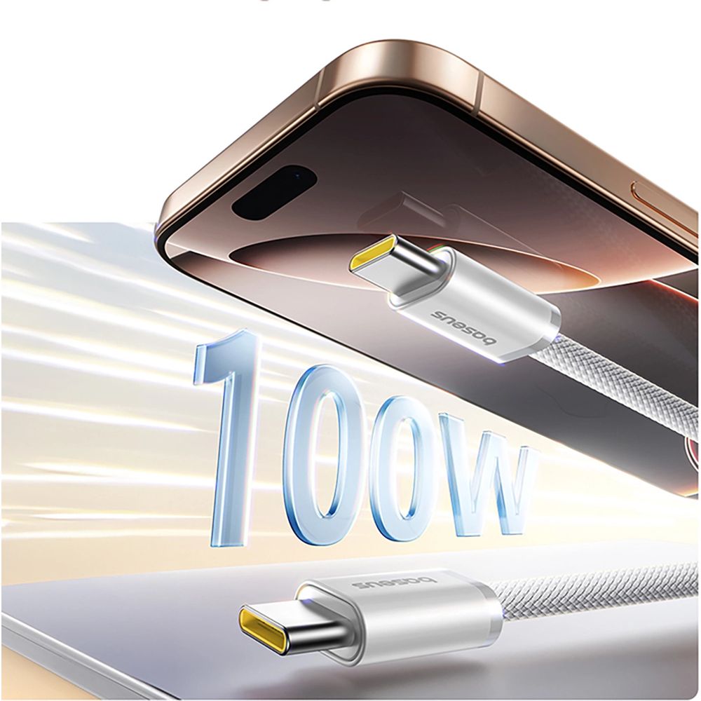 Kabel magnetyczny z oplotem USB-C - USB-C, Baseus Dynamic 4 Pro 100W PD, 1 m, biały
