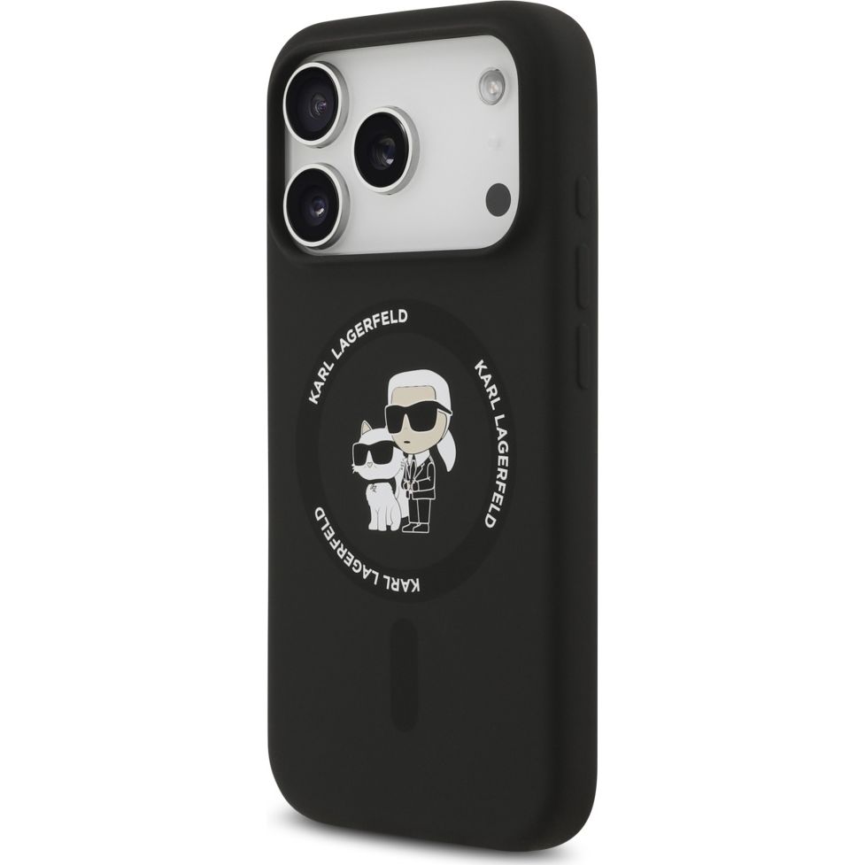 Etui Karl Lagerfeld Hardcase Silicone Karl & Choupette Body Ring do MagSafe do iPhone 17 Pro, czarne