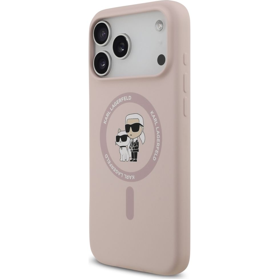 Etui Karl Lagerfeld Hardcase Silicone Karl & Choupette Body Ring do MagSafe do iPhone 17 Pro Max, różowe