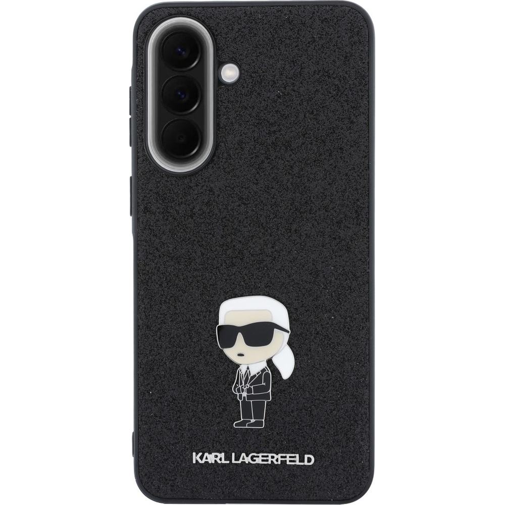 Karl Lagerfeld Fixed Glitter, brokatowy wzór 4G elegancki styl smartfona, czarne brokatowe z logo Karla