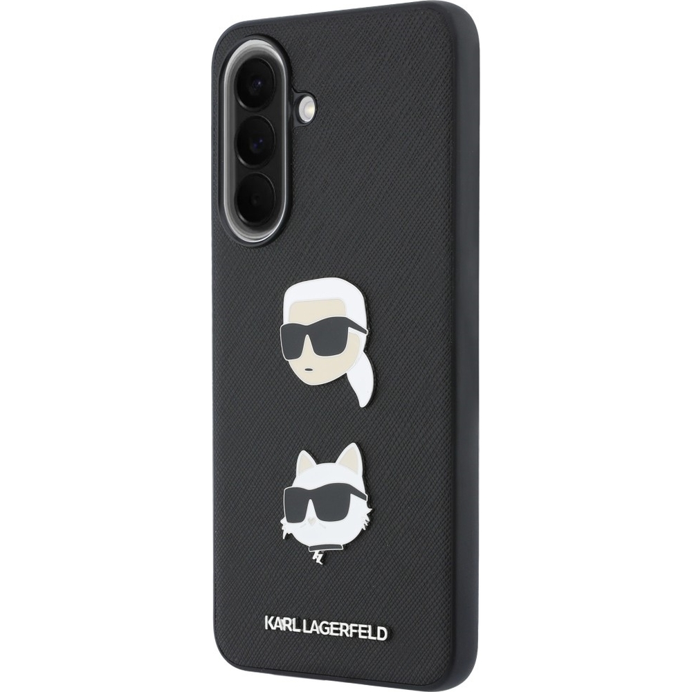 Karl Lagerfeld Saffiano Full Wrapped, wytrzymała ochrona przed upadkami, bezpieczne użytkowanie, czarne z głowami Karla i Choupette