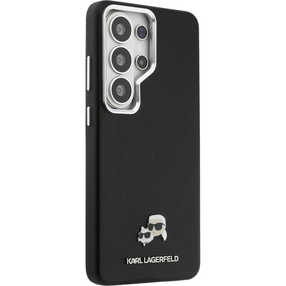 Karl Lagerfeld Saffiano Full Wrapped MagSafe, kompatybilne z MagSafe szybkie ładowanie, praktyczny, czarne z wzorem projektanta i Choupette