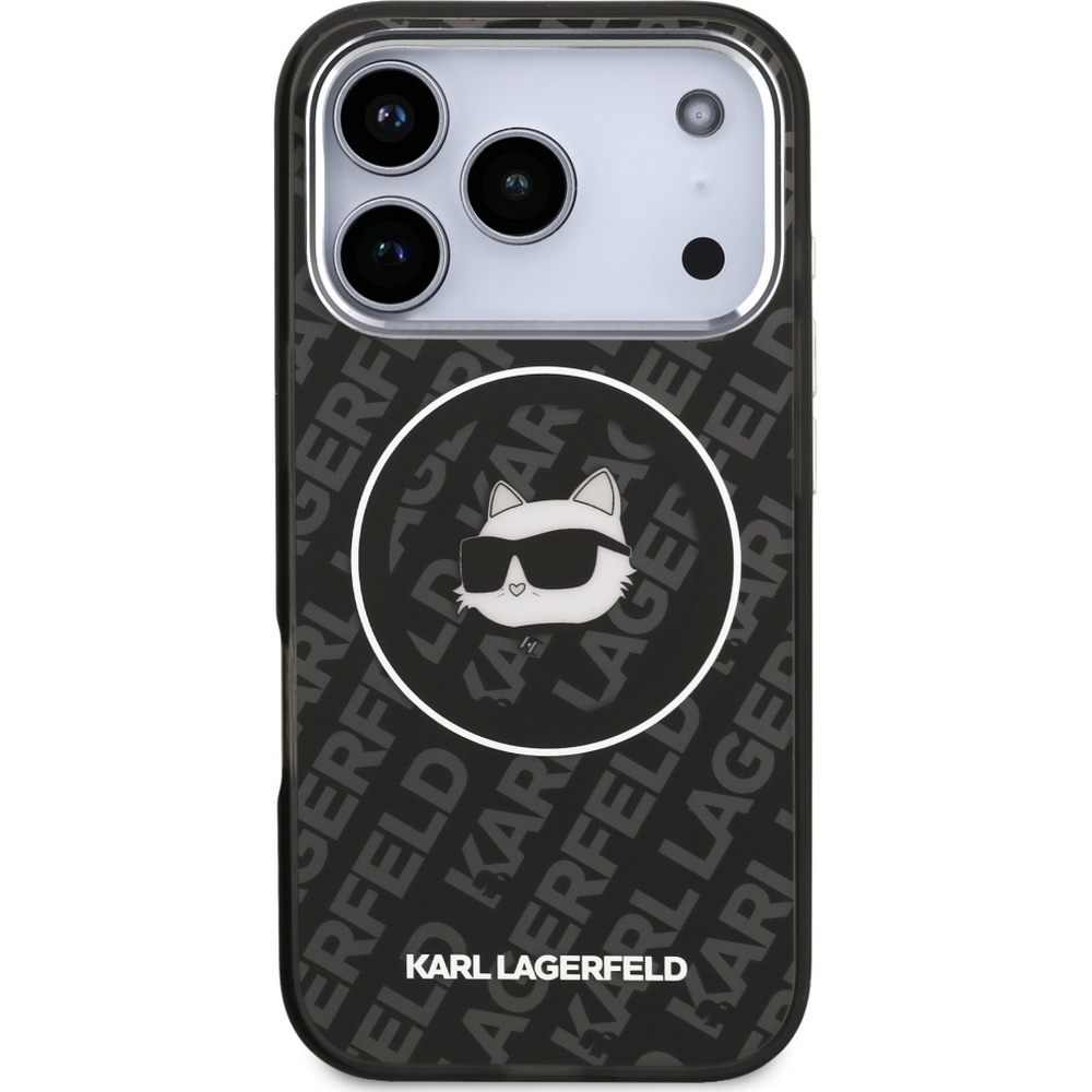 Karl Lagerfeld IML Choupette Head Logo MagSafe, luksusowa grafika dopasowanie elegancja cienki ultra, czarne
