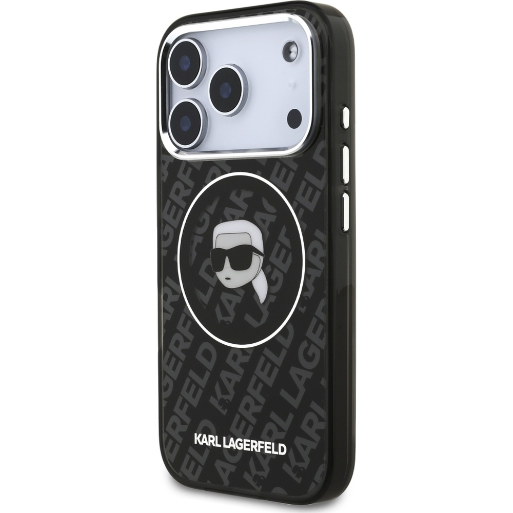 Karl Lagerfeld IML Karl Head Logo MagSafe, ochrona ekranu aparatu wytrzymała bezpieczna precyzyjna, czarne
