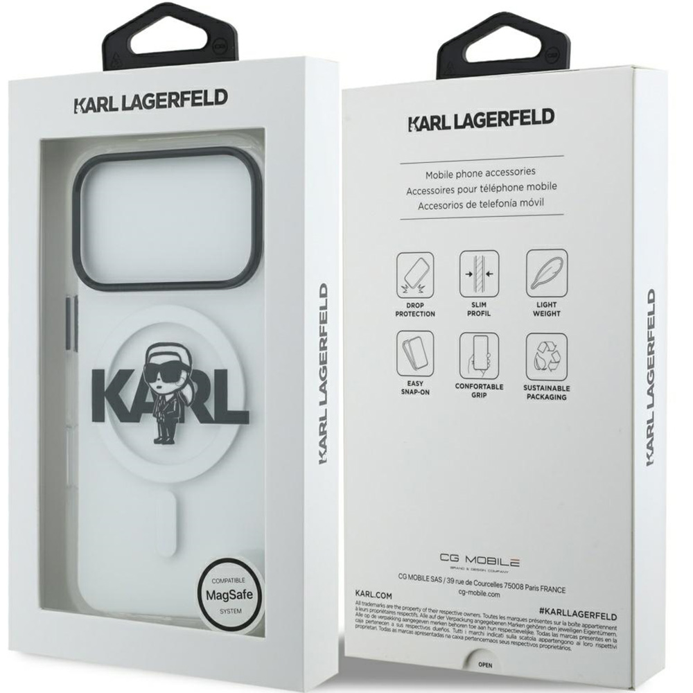 Etui Karl Lagerfeld IML Karl Sketch Logo do MagSafe do iPhone 17 Pro, przezroczyste