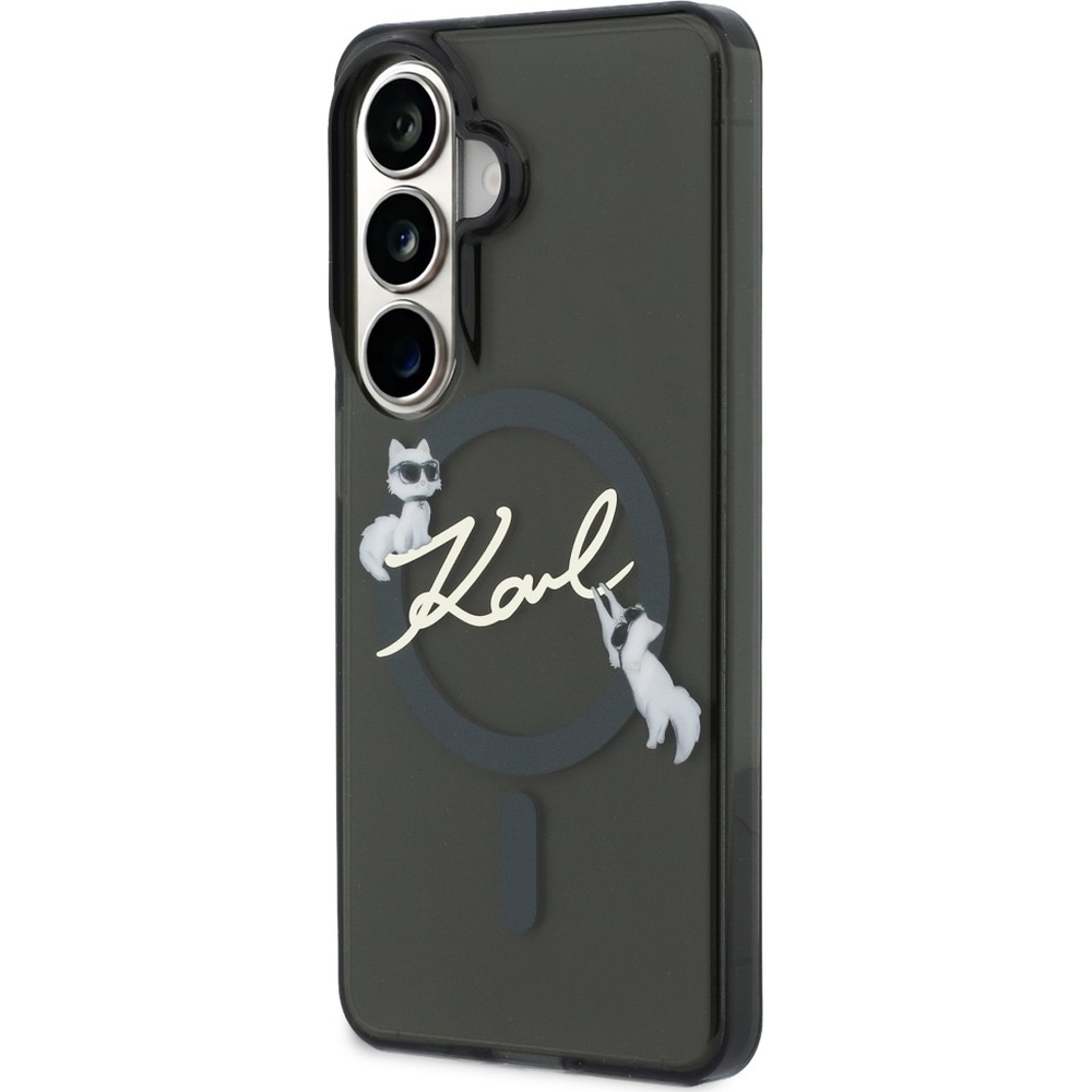 Karl Lagerfeld IML Print MagSafe, ochrona przed wstrząsami i upadkiem, zabezpieczenie telefonu, przydymione z kotką Choupette