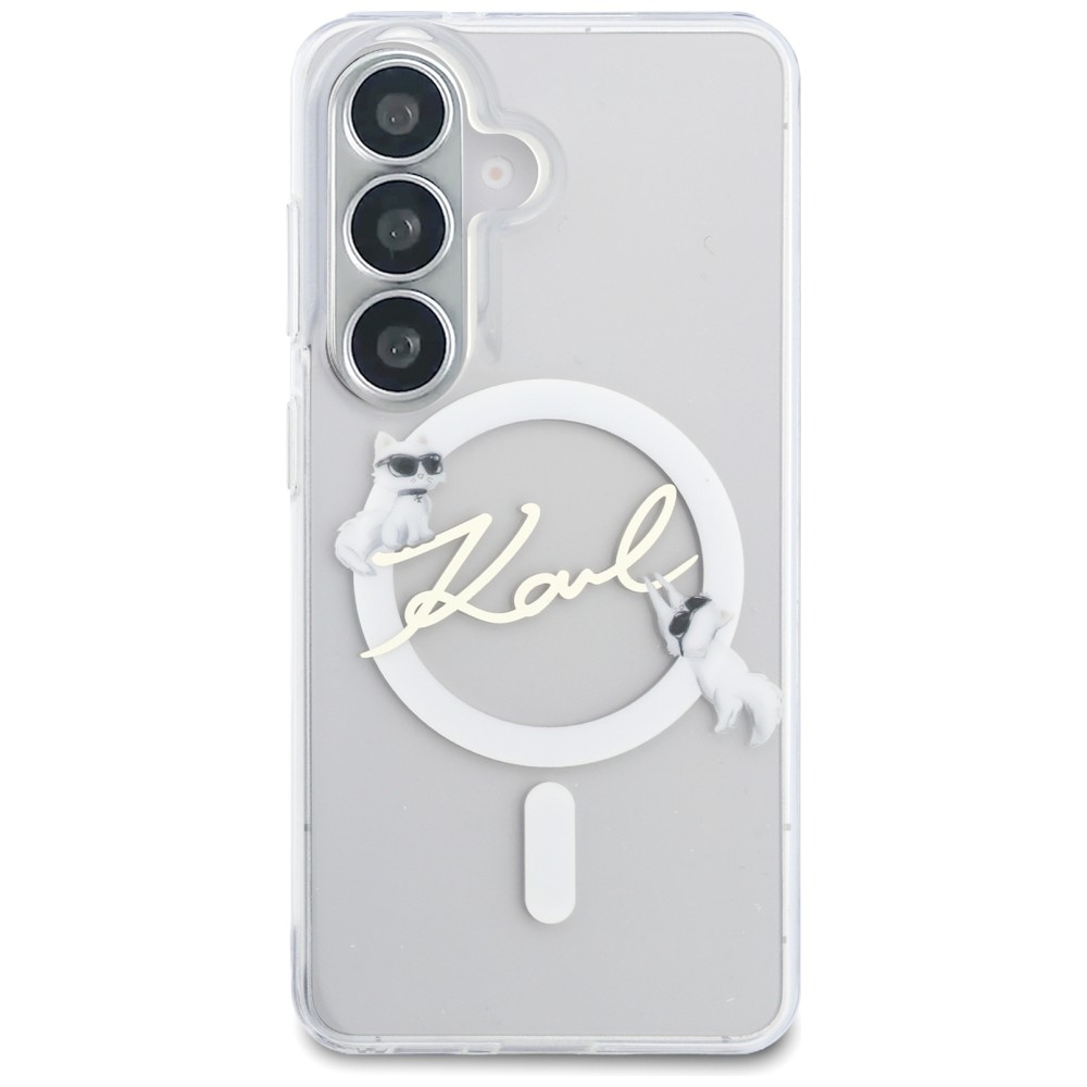 Karl Lagerfeld IML Print MagSafe, trwały wzór galwaniczny, odporność na ścieranie, modny styl, przezroczyste z kotką Choupette