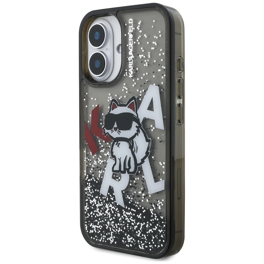 Karl Lagerfeld Liquid Glitter Choupette Logo MagSafe, ochronny case na plecki, elegancki smukły, czarne