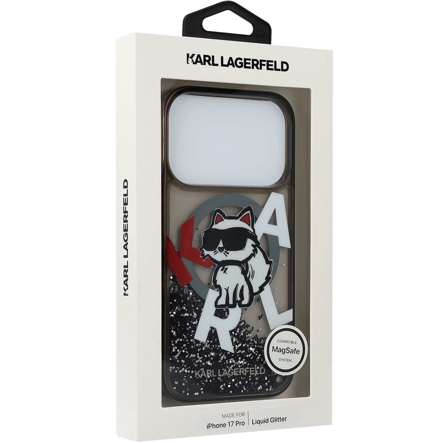 Karl Lagerfeld Liquid Glitter Choupette Logo MagSafe, ochronny case na plecki, elegancki smukły, przydymione, wzorzyste z brokatem
