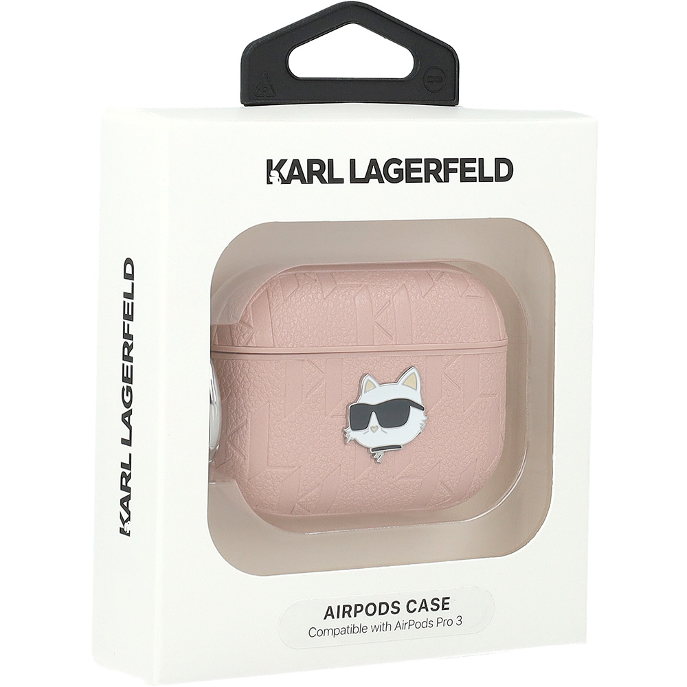 Etui Karl Lagerfeld Monogram Choupette Head do AirPods Pro 3, różowe