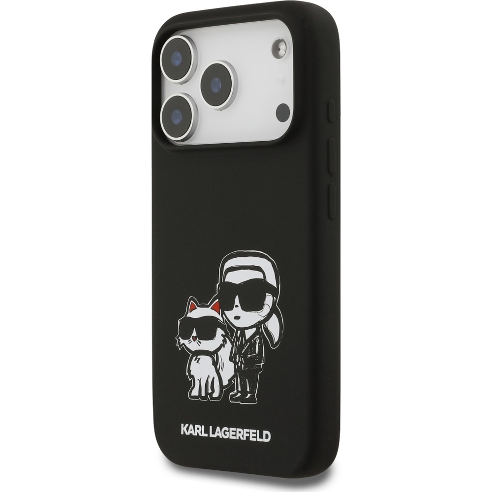 Karl Lagerfeld Silicone K C Sketch Logo MagSafe, designerskie plecki modny unikalny styl elegancja, czarne