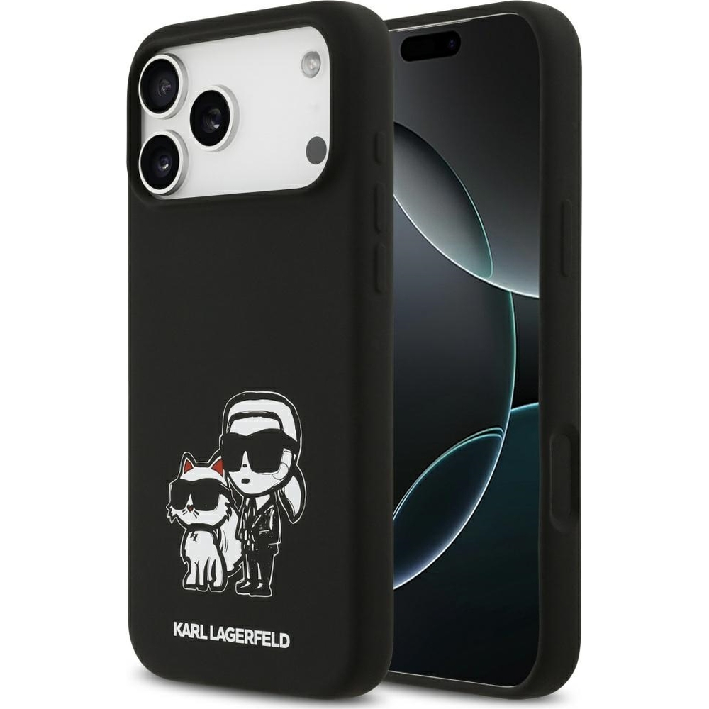 Karl Lagerfeld Silicone K C Sketch & Logo MagSafe, ochronny case silikonowy designerski luksusowy modny telefon, czarne