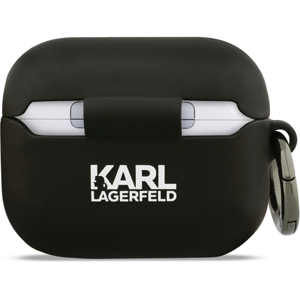 Etui Karl Lagerfeld Silicone Karl and Choupette Head 3D do AirPods Pro 3, czarne