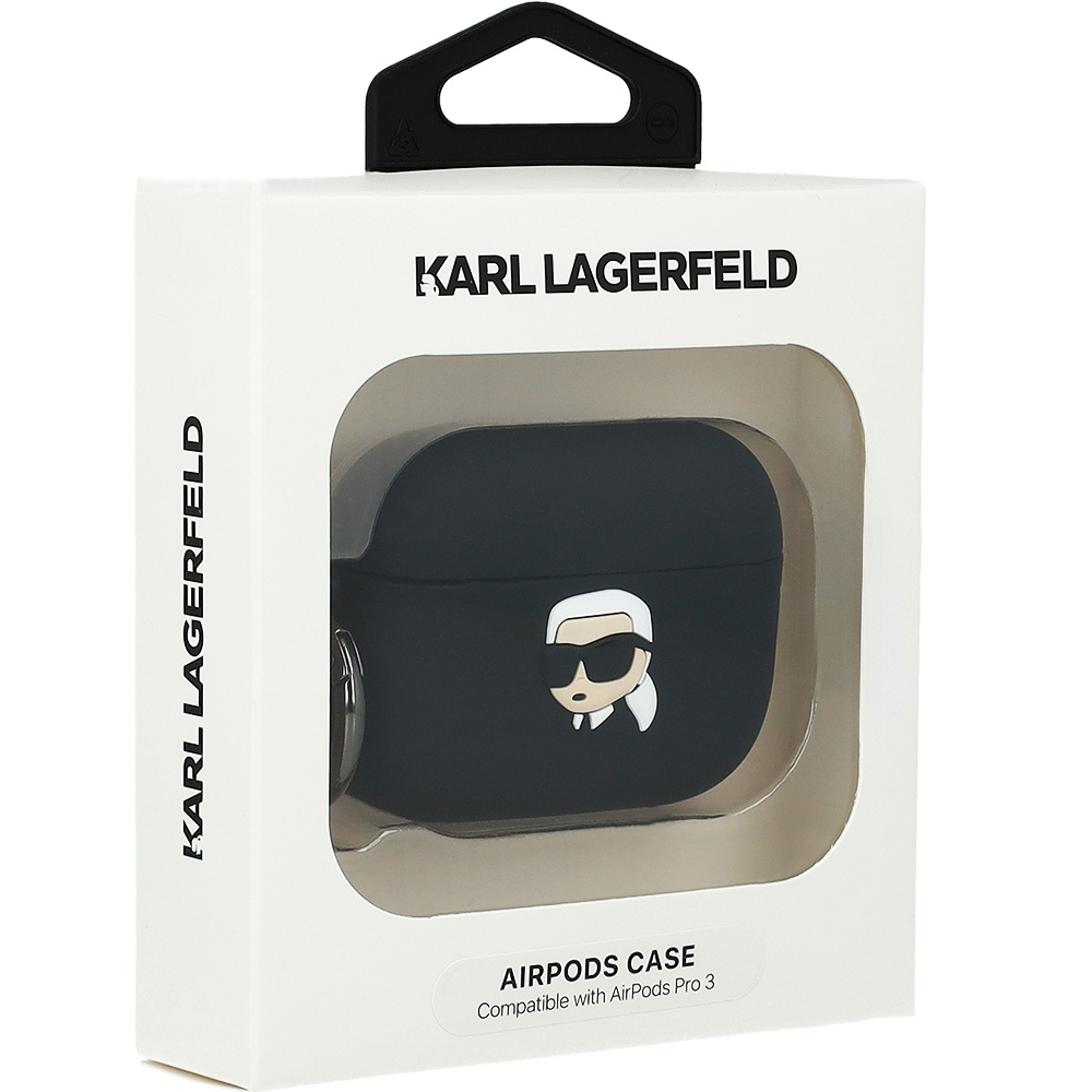 Etui Karl Lagerfeld Silicone Karl Head 3D do AirPods Pro 3, czarne