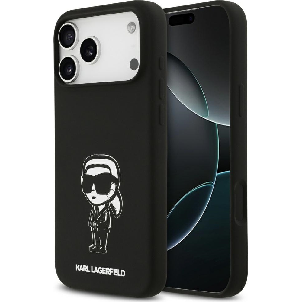 Karl Lagerfeld Silicone KL Sketch & Logo MagSafe, ochronny case silikonowy designerski luksusowy modny telefon, czarne