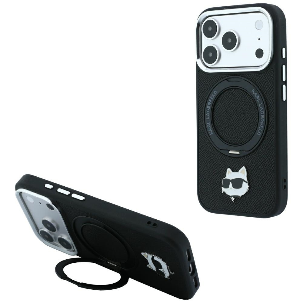 Karl Lagerfeld Ring Stand 360 Choupette Head Pin oryginalne eleganckie modne etui ochronne na telefon komórkowy czarne
