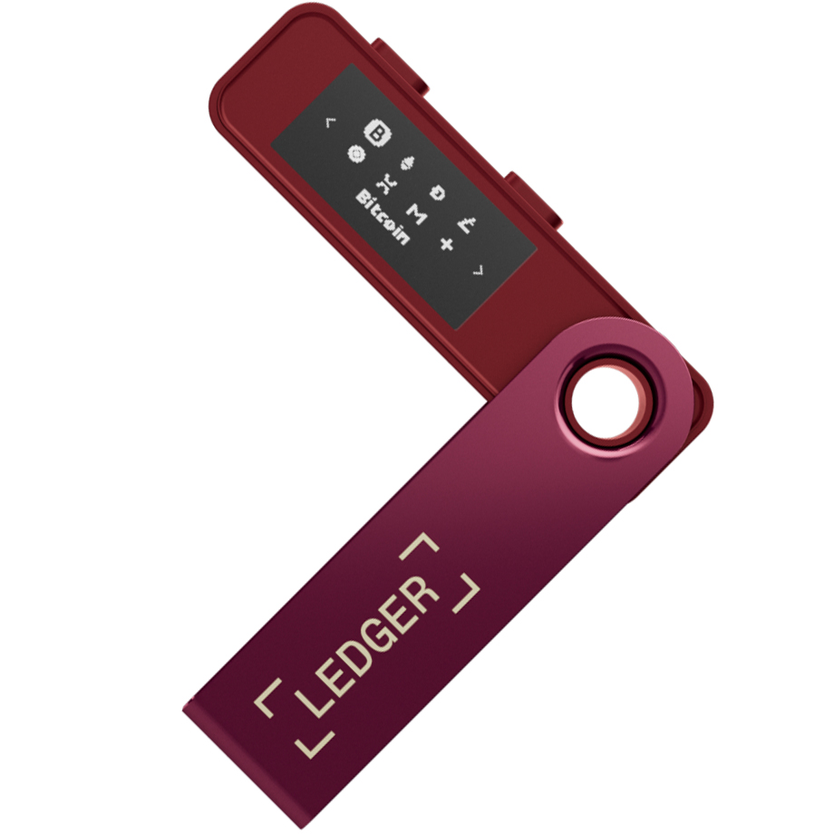 Portfel kryptowalut i NFT Ledger Nano S Plus, bordowy