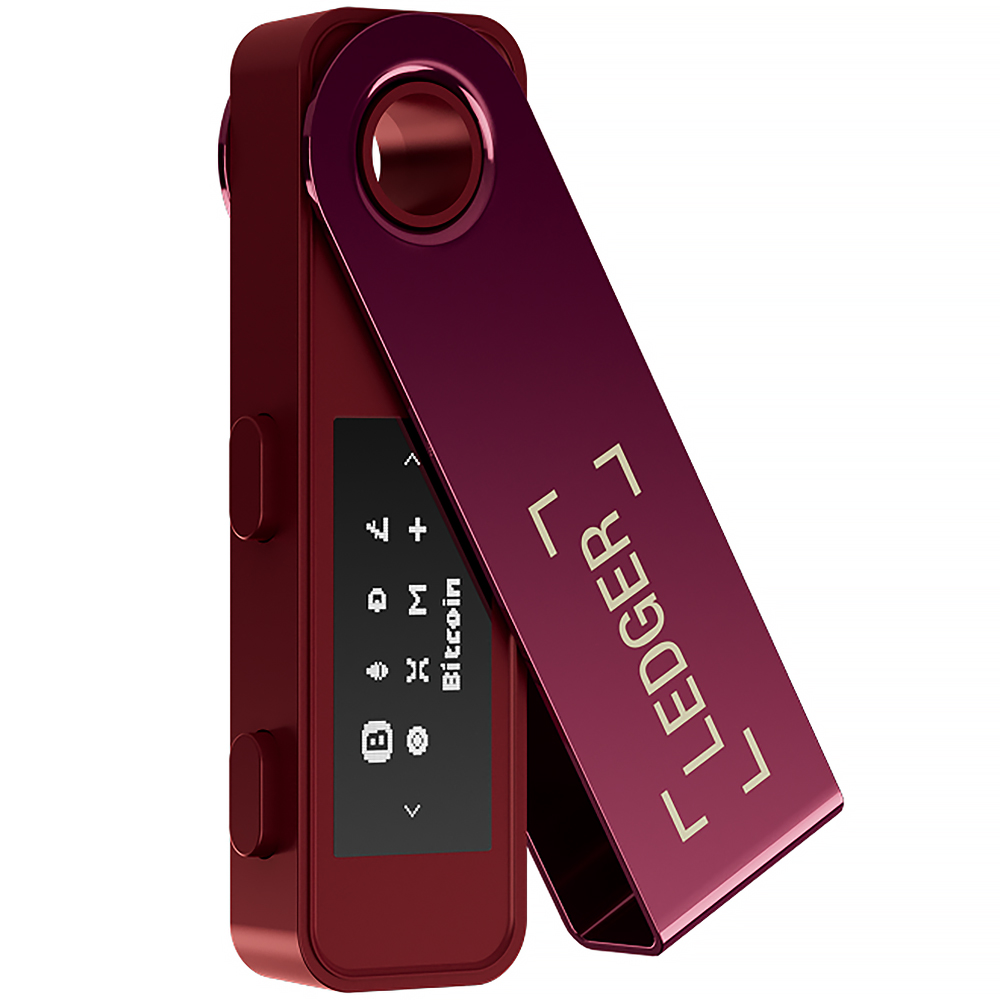 Portfel kryptowalut i NFT Ledger Nano S Plus, bordowy