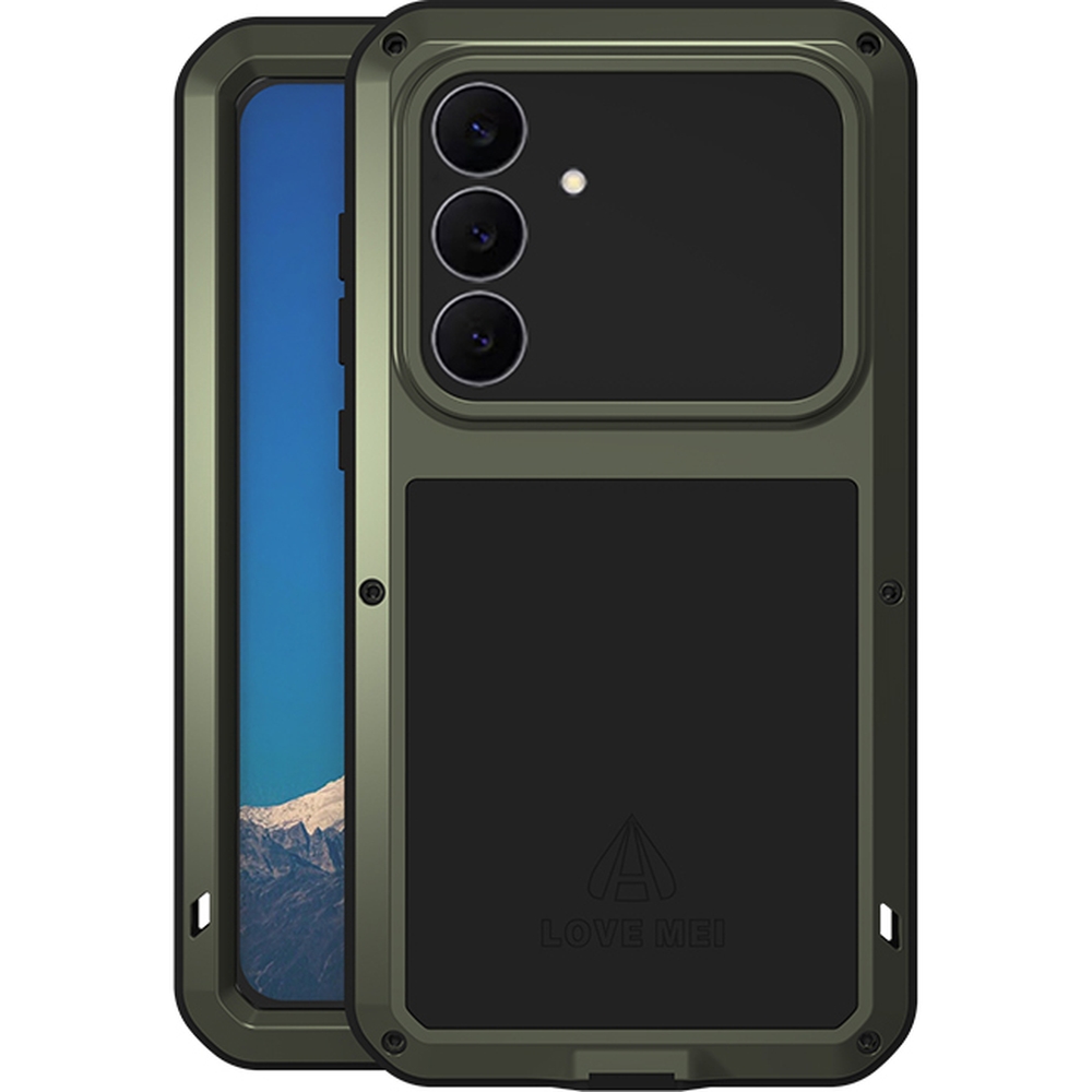 Etui pancerne + szkło LOVE MEI Powerful do Galaxy S25 FE, zielone