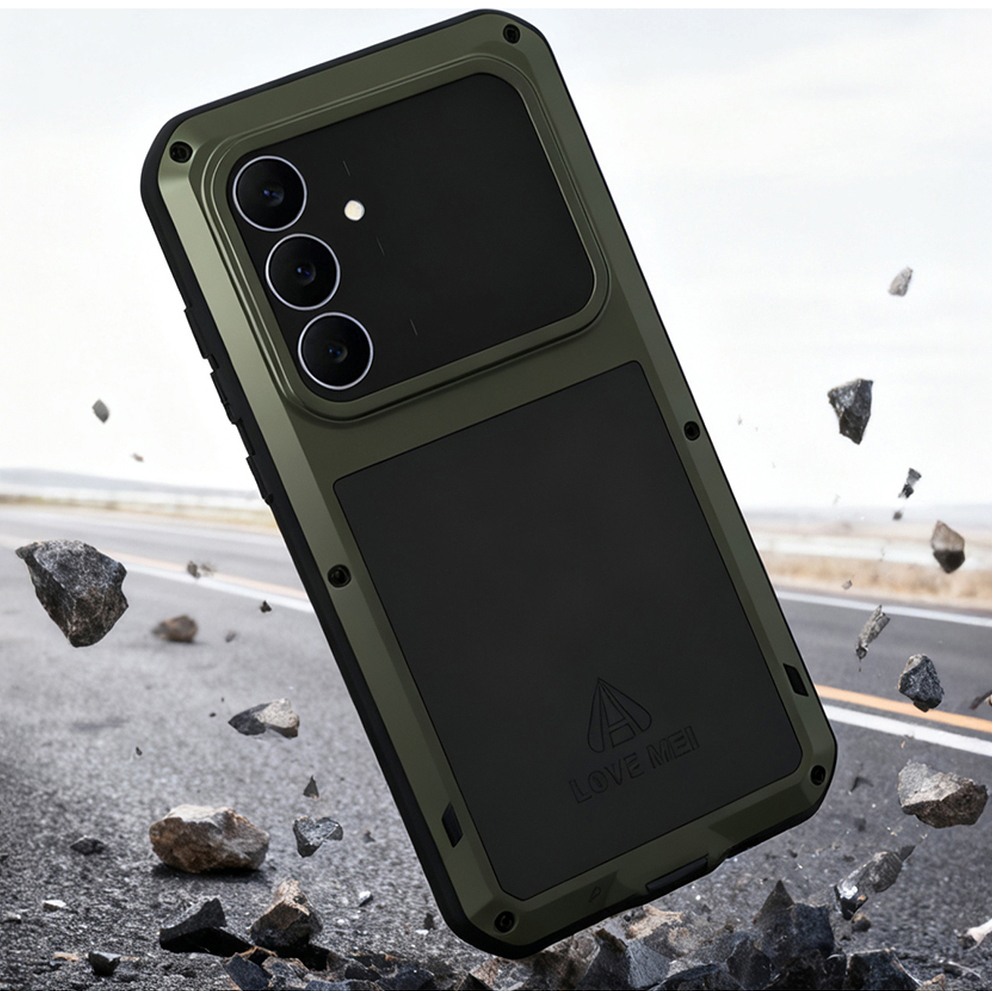 Etui pancerne + szkło LOVE MEI Powerful do Galaxy S25 FE, zielone