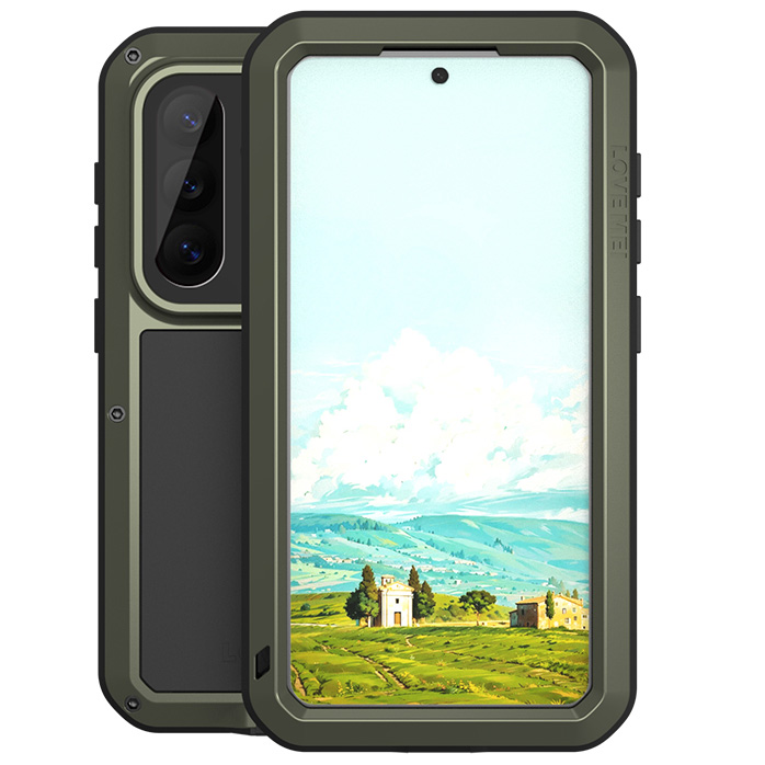 Etui pancerne, case + szkło LOVE MEI Powerful do Galaxy S26, zielone