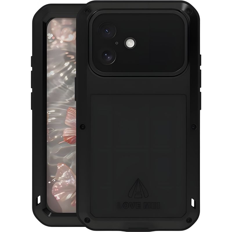 Etui Pancerne + szkło LOVE MEI Powerful do iPhone 17, czarne