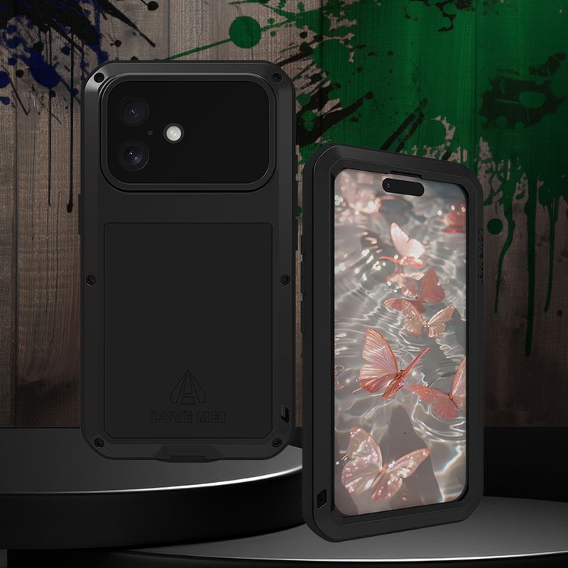 Etui Pancerne + szkło LOVE MEI Powerful do iPhone 17, czarne