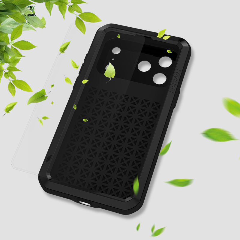 Etui pancerne + szkło LOVE MEI Powerful do iPhone 17 Pro Max, czarne
