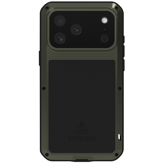 Etui pancerne + szkło LOVE MEI Powerful do iPhone 17 Pro Max, zielone