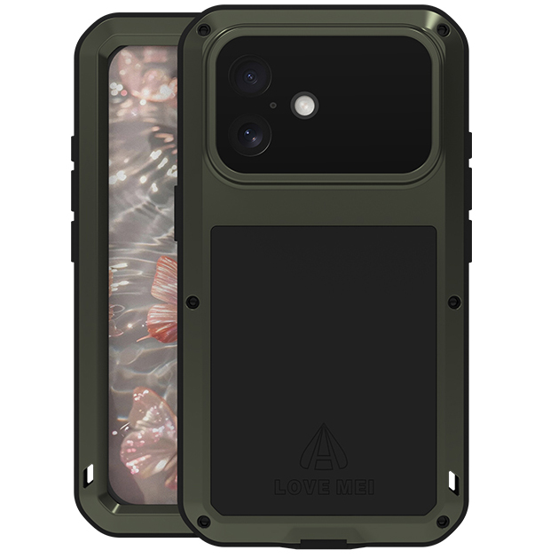 Etui pancerne + szkło LOVE MEI Powerful do iPhone 17, zielone