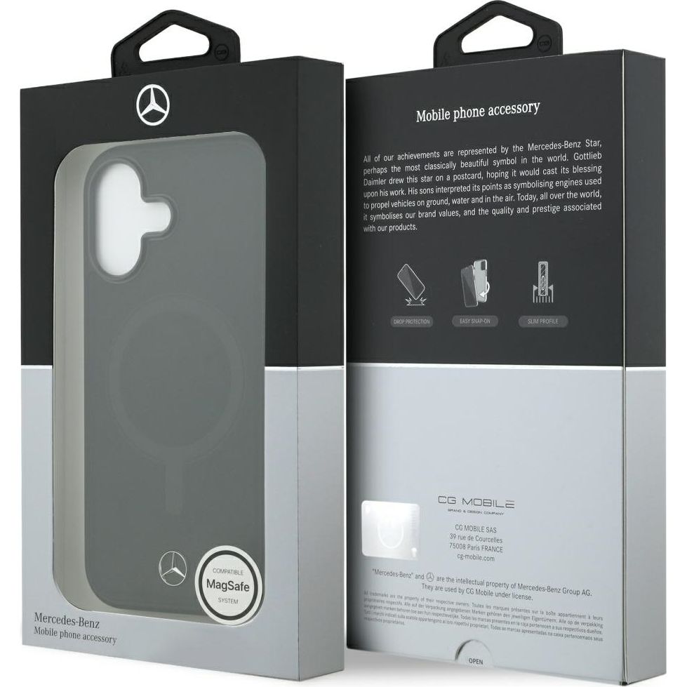 Etui Mercedes-Benz Plain Smooth Leather do iPhone 17 do MagSafe, czarne