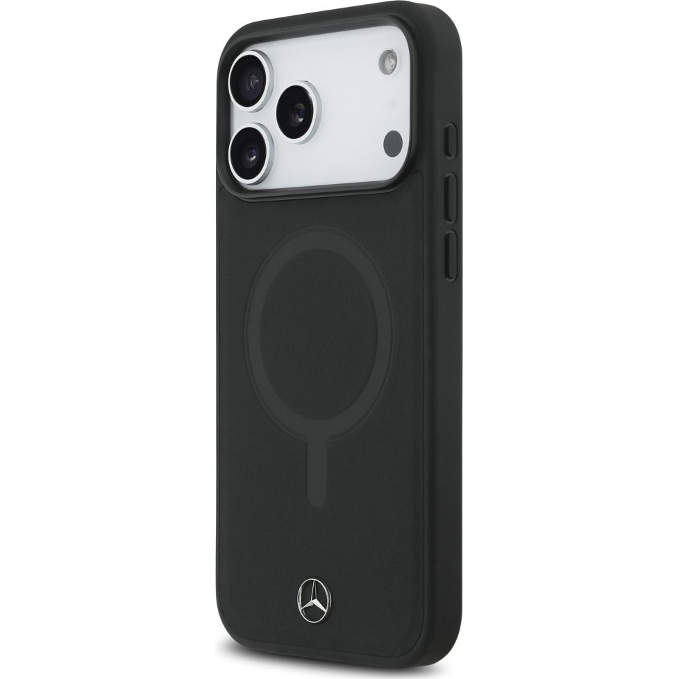 Etui Mercedes-Benz Plain Smooth Leather do iPhone 17 Pro Max do MagSafe, czarne