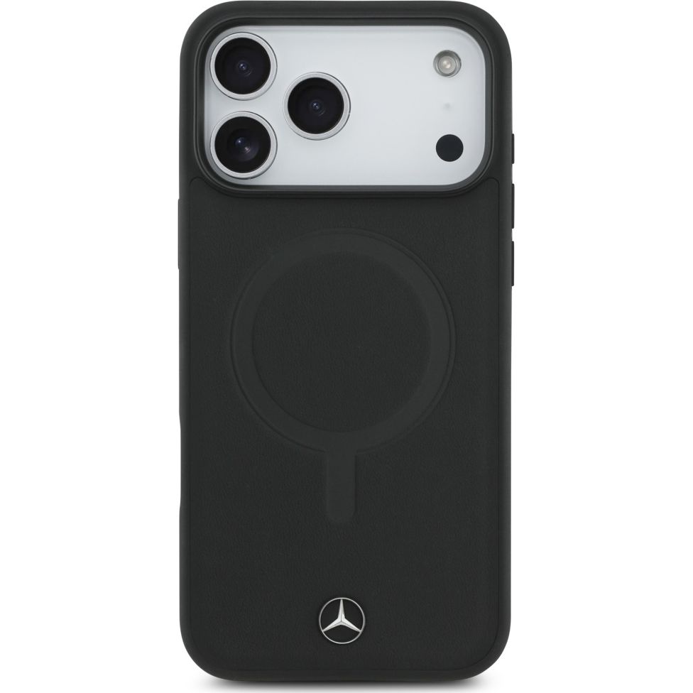 Etui Mercedes-Benz Plain Smooth Leather do iPhone 17 Pro Max do MagSafe, czarne