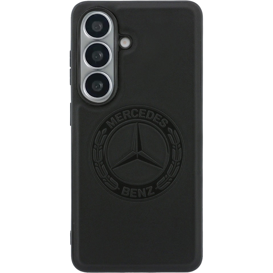 Etui Mercedes-Benz Leather Vintage Logo do Galaxy S26 do MagSafe, czarne z eleganckim logo
