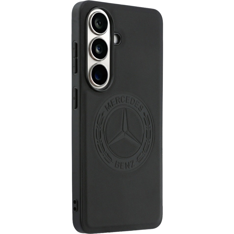 Etui Mercedes-Benz Leather Vintage Logo do Galaxy S26 do MagSafe, czarne z eleganckim logo